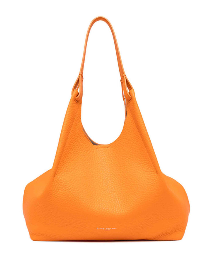 Spatarella Borse shopping donna Dua in pelle arancione con doppi manici Sostegno trimestrale
