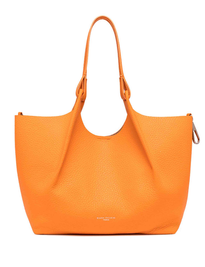 Spatarella Borse shopping donna Dua in pelle arancione con doppi manici Sostegno trimestrale