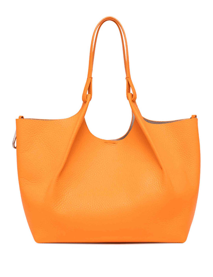 Spatarella Borse shopping donna Dua in pelle arancione con doppi manici Sostegno trimestrale