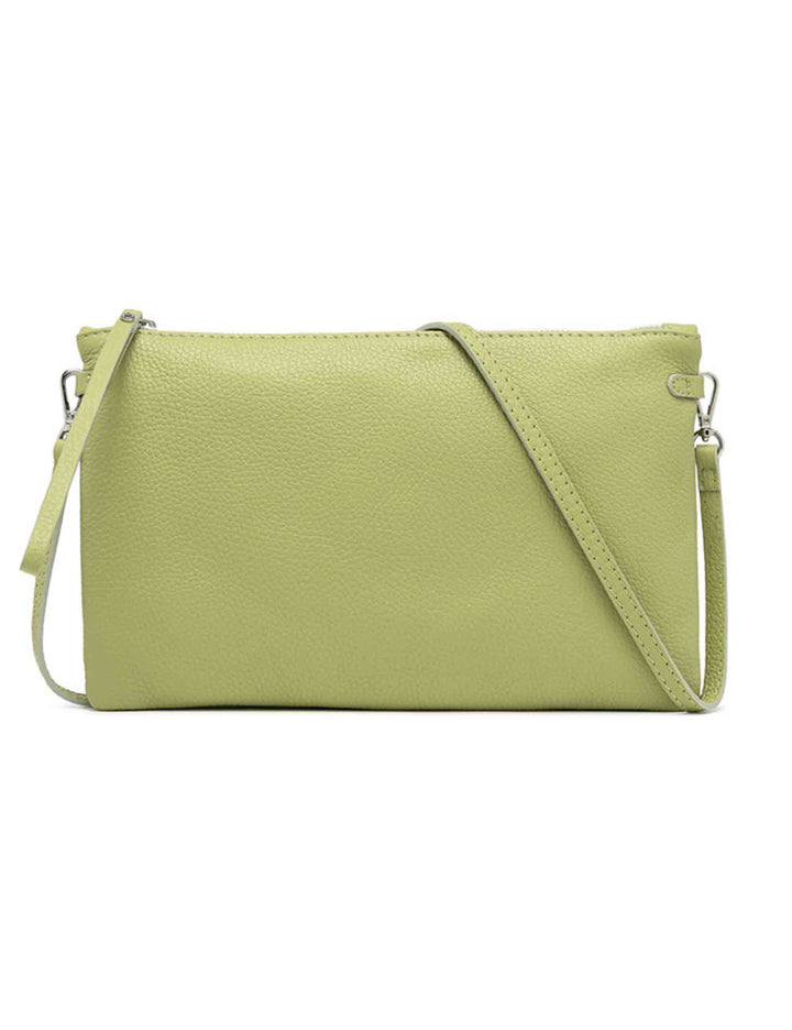 Spatarella Borse donna pochette Hermy in pelle verde con manico a bracciale e tracolla in pelle Solo un giorno rimasto