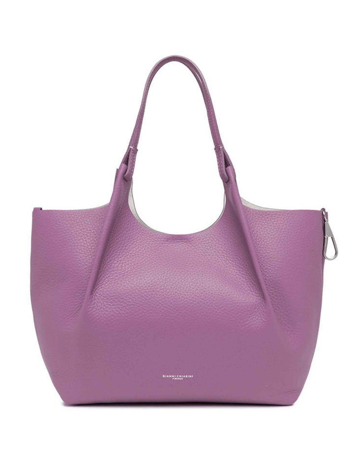 Spatarella Borse shopping donna Dua in pelle viola con doppi manici Enormi sconti