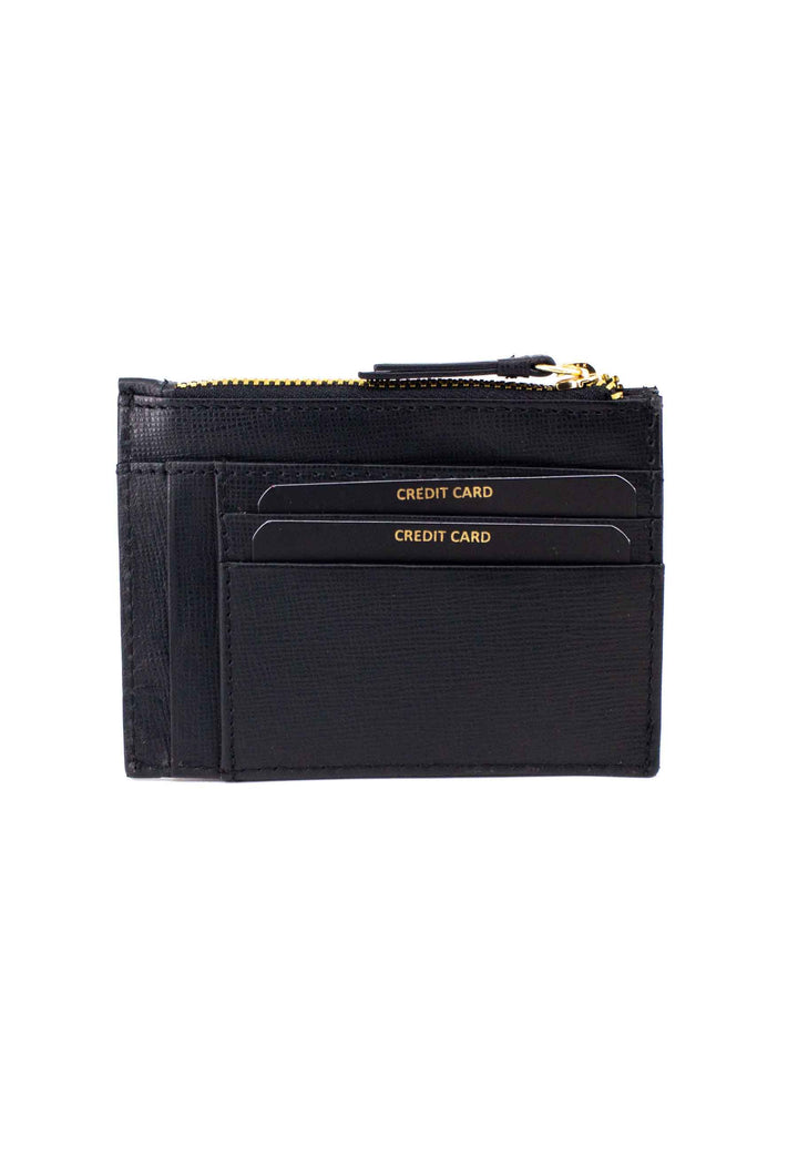 Spatarella Portafoglio uomo con zip in pelle saffiano nera Officina
