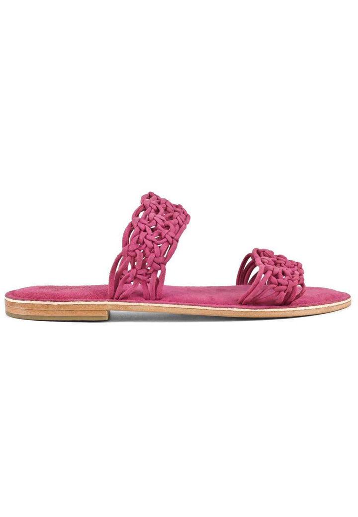 Spatarella Sandali donna in camoscio fuxia a doppia fascia con nodi Esporta salva