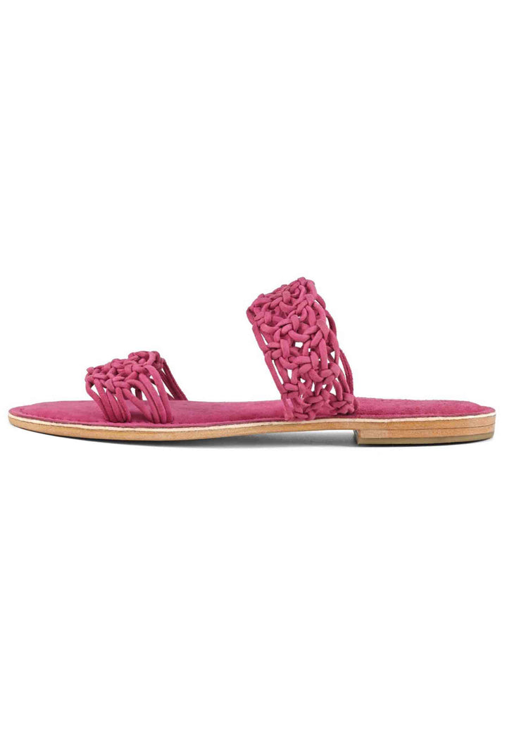 Spatarella Sandali donna in camoscio fuxia a doppia fascia con nodi Esporta salva