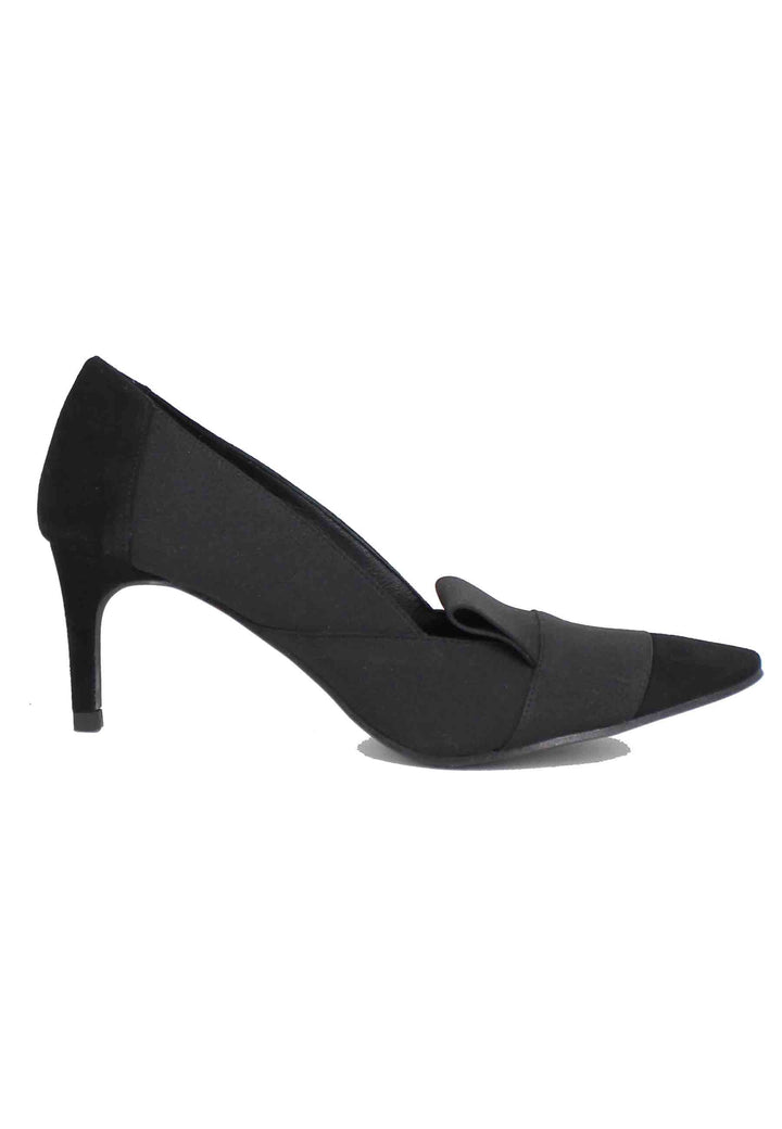 Spatarella Decollete donna in camoscio nero con riporti in tessuto Duty-free
