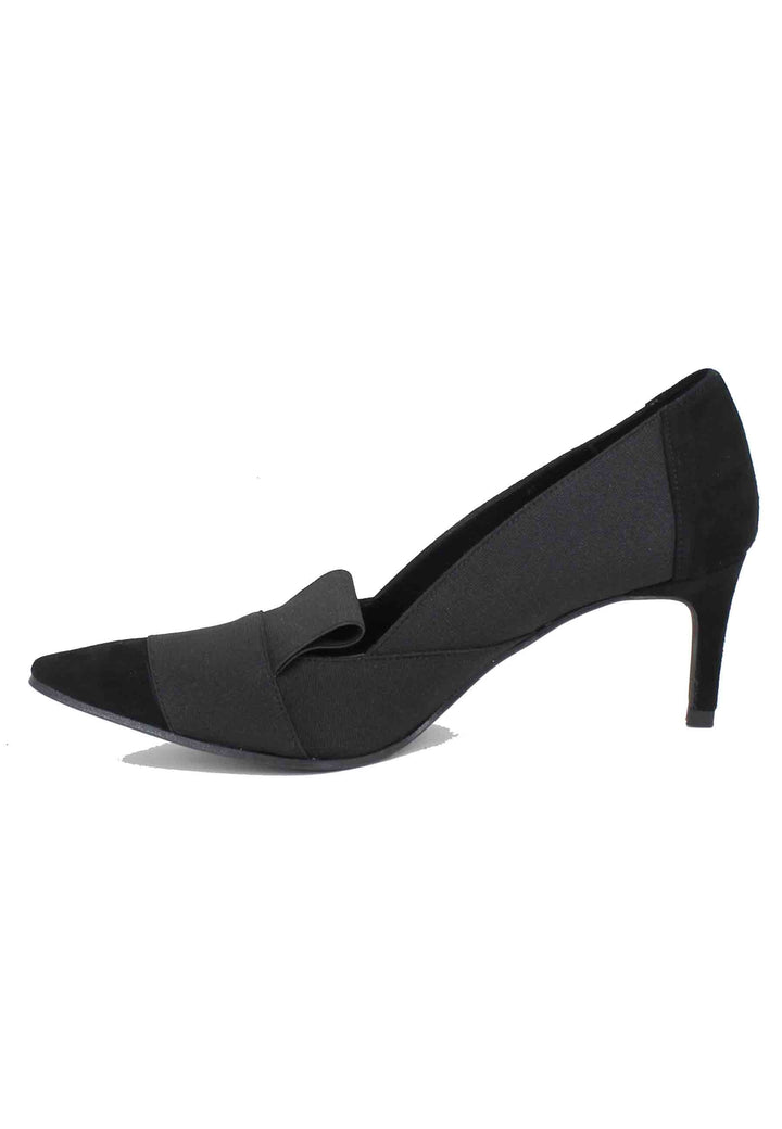 Spatarella Decollete donna in camoscio nero con riporti in tessuto Duty-free