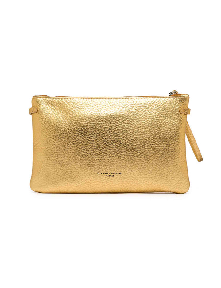 Spatarella Borse donna pochette Hermy in pelle oro e naturale con manico a bracciale e tracolla Sconto di tempo limitato