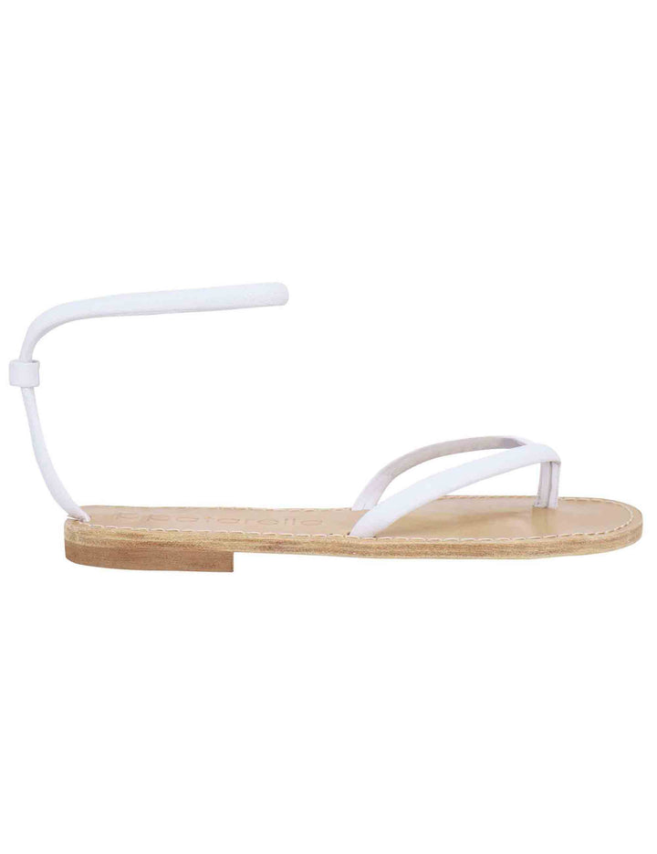 Spatarella Sandali flat donna infradito in pelle bianca con cavigliera Offerta speciale