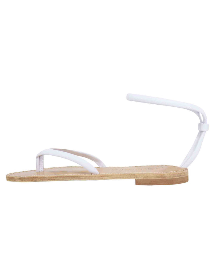 Spatarella Sandali flat donna infradito in pelle bianca con cavigliera Offerta speciale