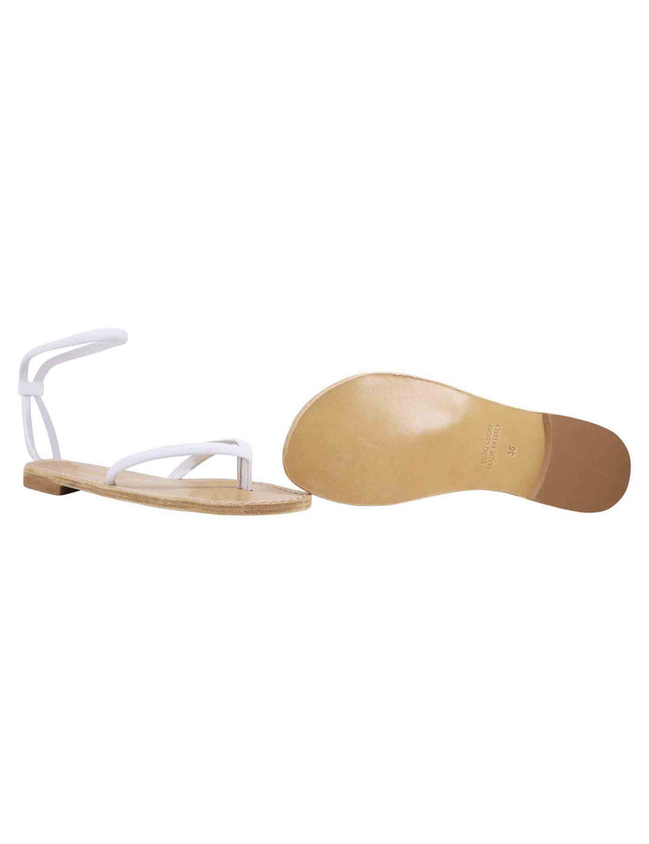 Spatarella Sandali flat donna infradito in pelle bianca con cavigliera Offerta speciale