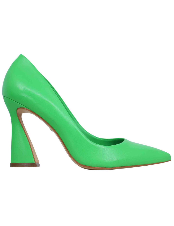 Spatarella Decollete donna in pelle verde con tacco alto e punta a punta Grande vendita