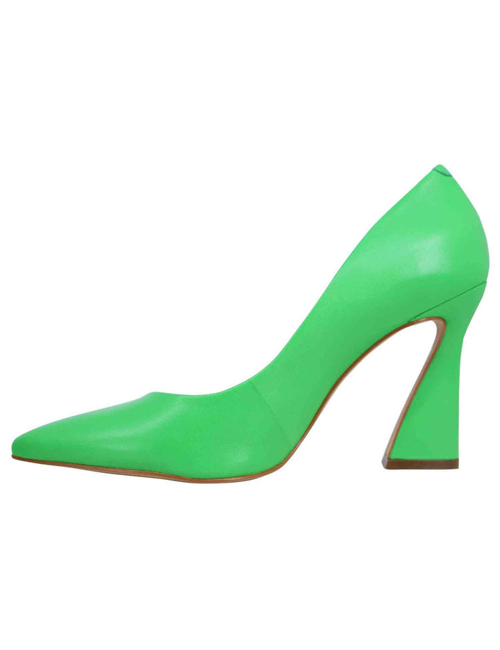 Spatarella Decollete donna in pelle verde con tacco alto e punta a punta Grande vendita