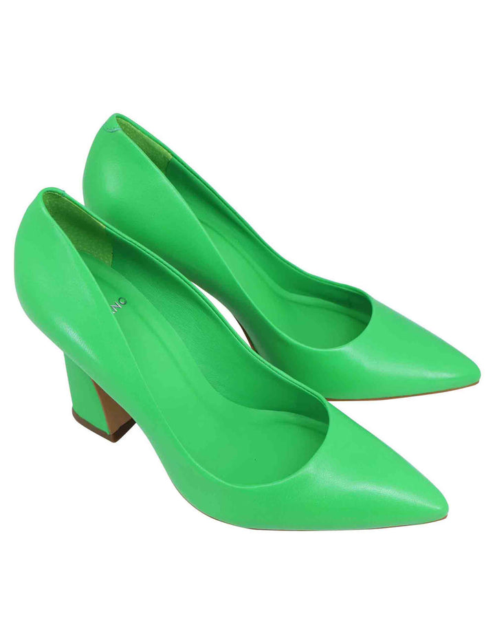 Spatarella Decollete donna in pelle verde con tacco alto e punta a punta Grande vendita