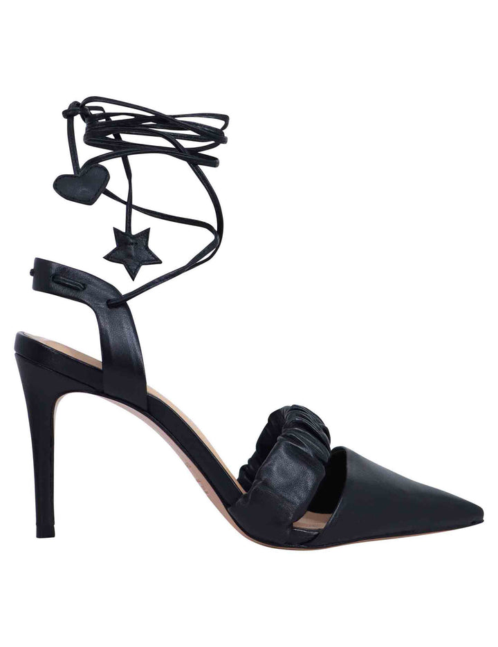 Spatarella Decollete slingback donna in pelle bianca con laccetti alla caviglia tacco alto Fornitura limitata