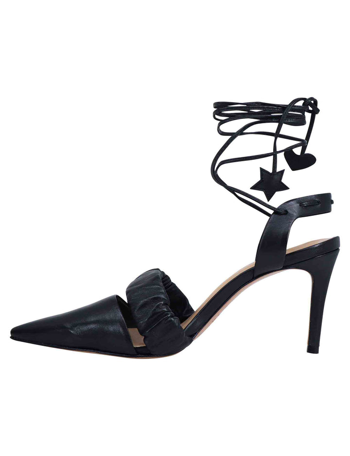Spatarella Decollete slingback donna in pelle bianca con laccetti alla caviglia tacco alto Fornitura limitata