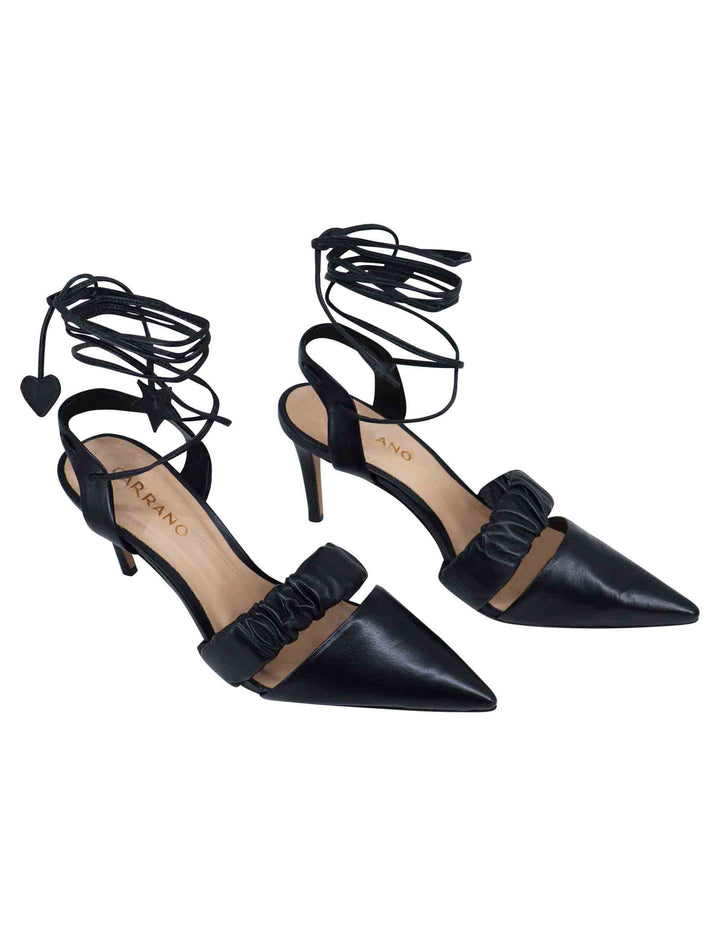 Spatarella Decollete slingback donna in pelle bianca con laccetti alla caviglia tacco alto Fornitura limitata