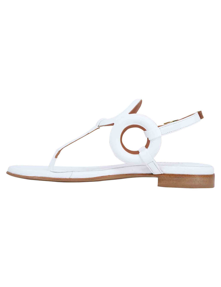 Spatarella Sandali infradito slingback donna in pelle bianca con punta tonda e tacco basso Shopping online