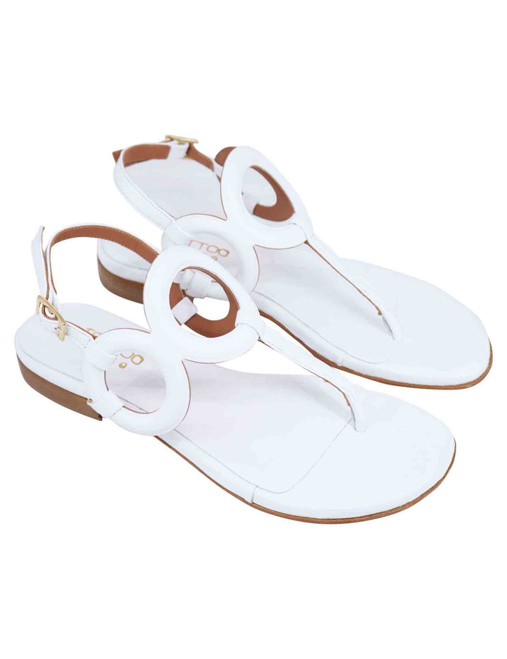 Spatarella Sandali infradito slingback donna in pelle bianca con punta tonda e tacco basso Shopping online