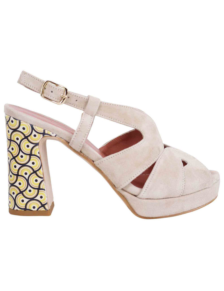 Spatarella Sandali slingback donna in camoscio sabbia con tacco alto e plateau Black Friday