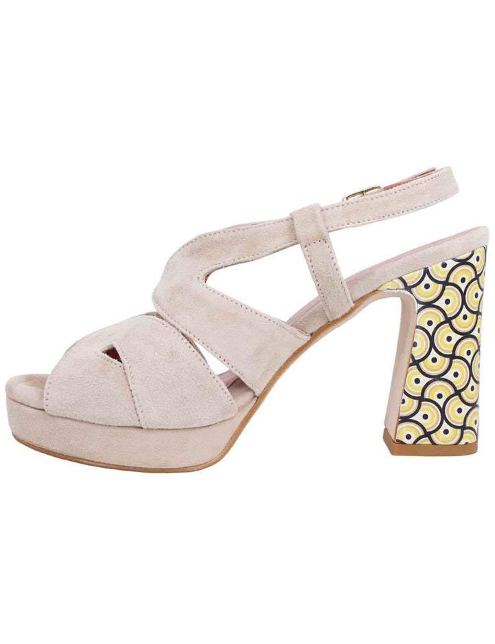 Spatarella Sandali slingback donna in camoscio sabbia con tacco alto e plateau Black Friday