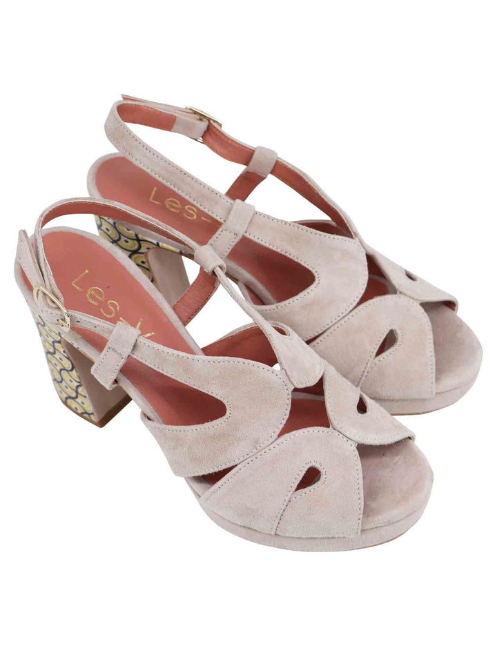 Spatarella Sandali slingback donna in camoscio sabbia con tacco alto e plateau Black Friday
