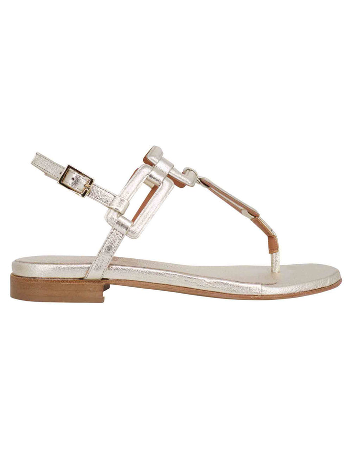 Spatarella Sandali flat slingback infradito donna in pelle laminata platino Cyber Monday