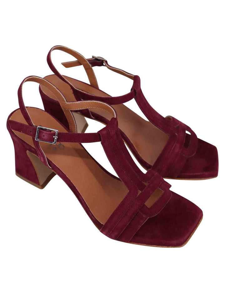 Spatarella Sandali slingback donna in camoscio bordeaux con punta quadra Offerta natalizia