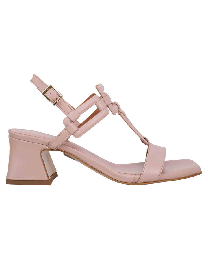 Spatarella Sandali sligback donna in pelle cipria con punta quadra e tacco in pelle Offerta Pasqua