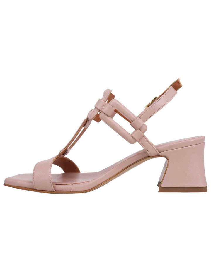 Spatarella Sandali sligback donna in pelle cipria con punta quadra e tacco in pelle Offerta Pasqua