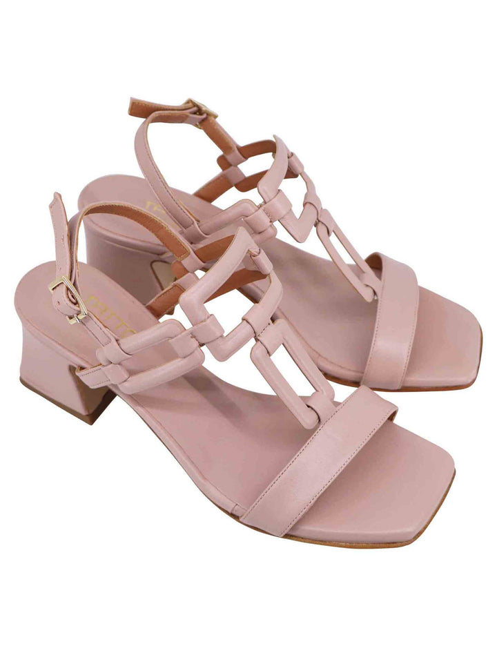Spatarella Sandali sligback donna in pelle cipria con punta quadra e tacco in pelle Offerta Pasqua
