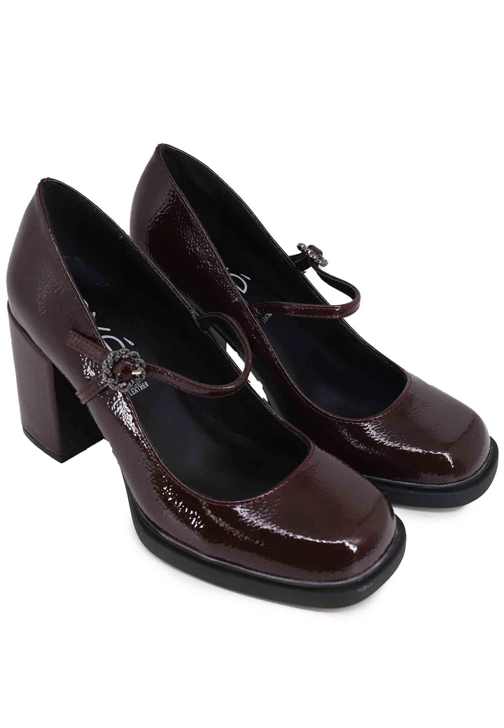 Spatarella Decollete donna in vernice bordeaux con tacco alto e punta tonda Offerta Anniversario