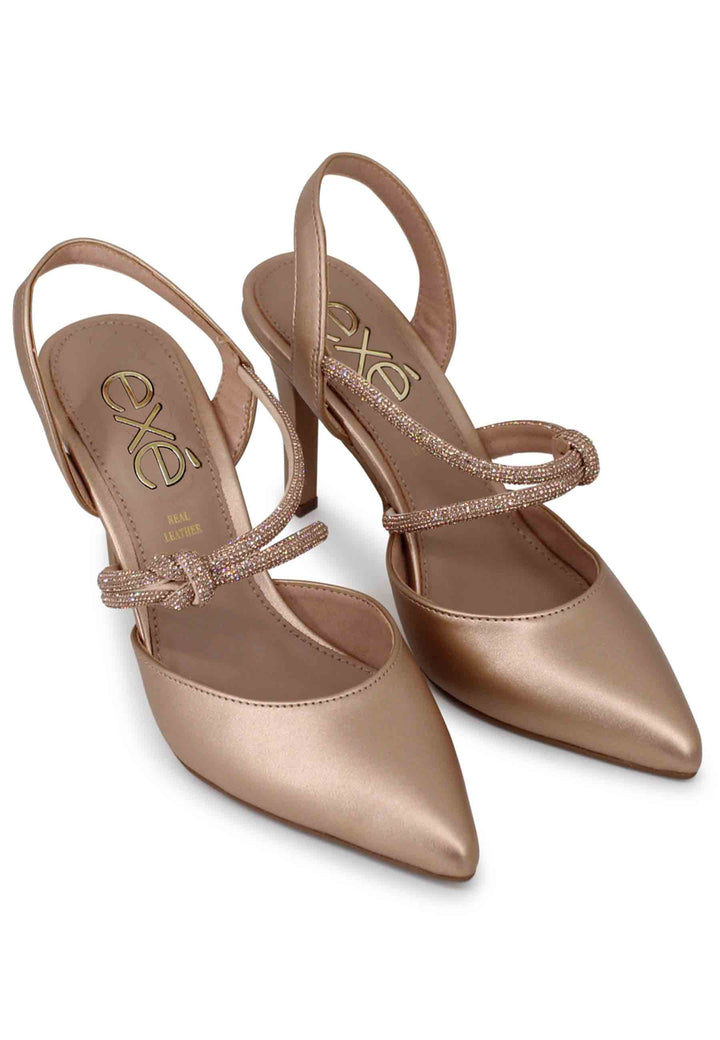 Spatarella Decollete slingback donna in eco pelle rosa lame tacco alto Vendita calda