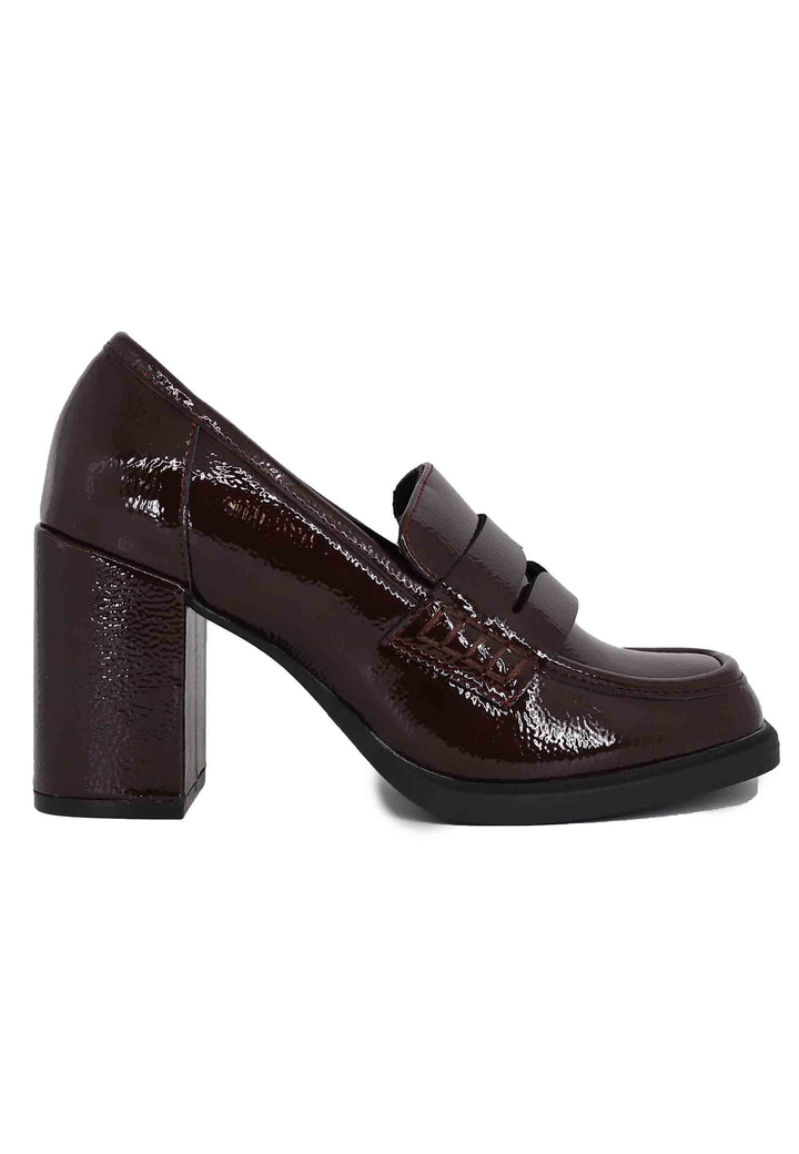 Spatarella Mocassini donna in vernice bordeaux con tacco alto e punta tonda Offerta migliore