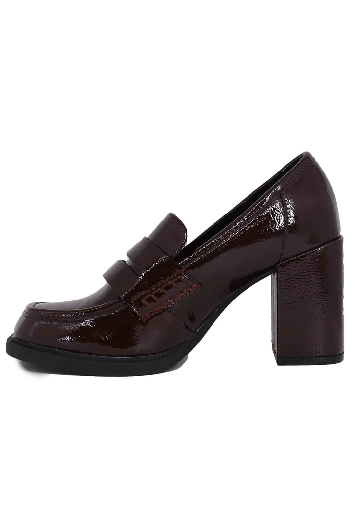 Spatarella Mocassini donna in vernice bordeaux con tacco alto e punta tonda Offerta migliore