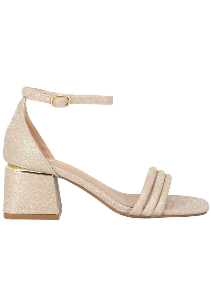 Spatarella Sandali donna in tessuto glitter oro con tallone chiuso e cinturino alla caviglia Online Outlet