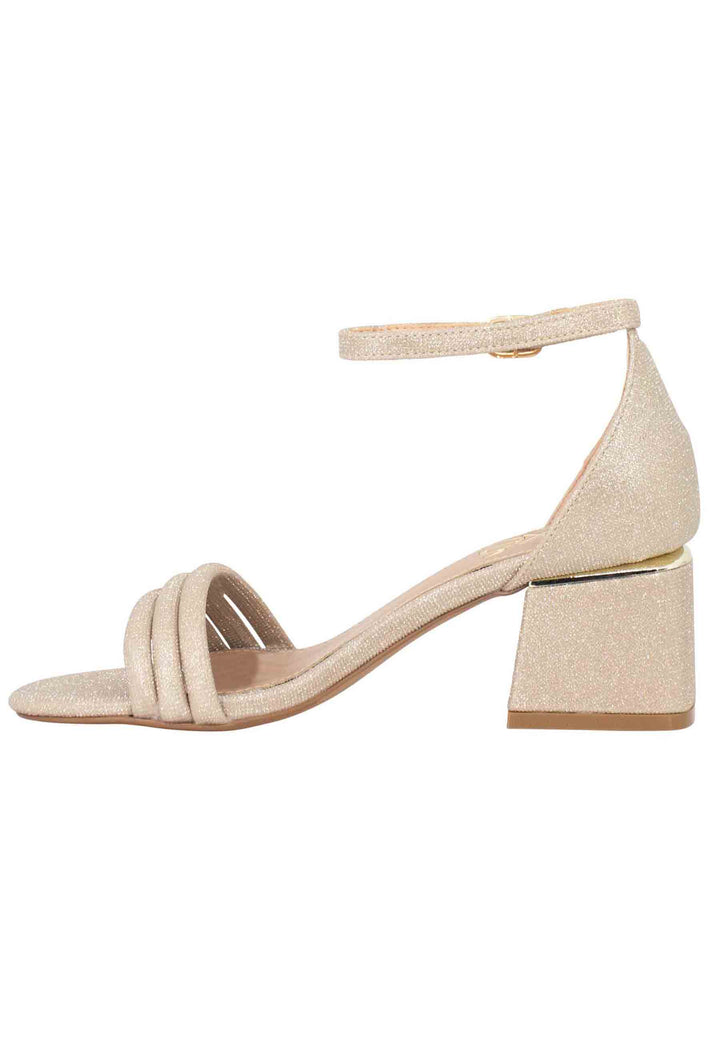 Spatarella Sandali donna in tessuto glitter oro con tallone chiuso e cinturino alla caviglia Online Outlet