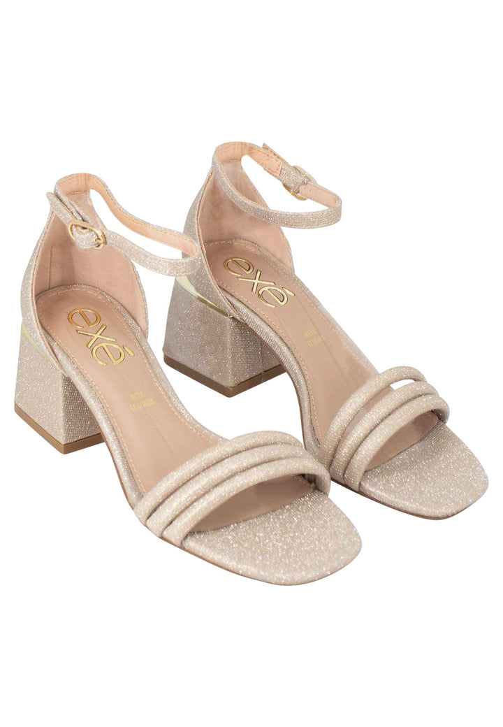 Spatarella Sandali donna in tessuto glitter oro con tallone chiuso e cinturino alla caviglia Online Outlet