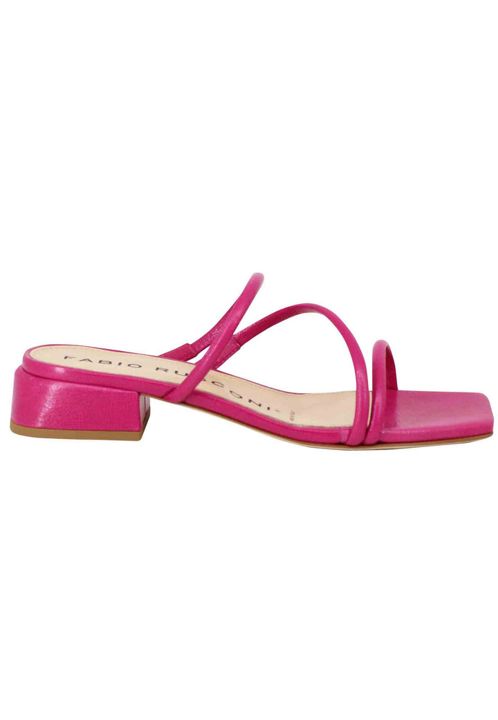 Spatarella Sandali donna in pelle fuxia con tacco basso e punta quadra Offerte esclusive