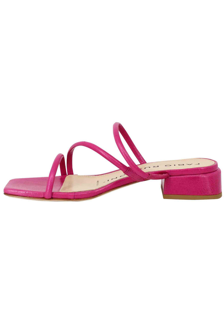 Spatarella Sandali donna in pelle fuxia con tacco basso e punta quadra Offerte esclusive