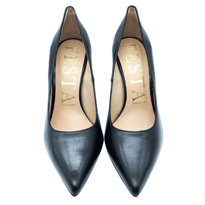 Spatarella Calzature Donna Décolleté In Pelle Blu Con Tacco A Spillo Liquidazione