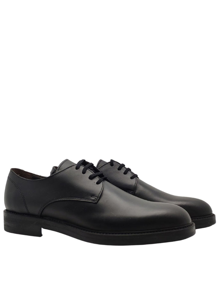 Spatarella Calzature Uomo Stringate Waterproof in Pelle Nera Opaca con Tomaia Liscia e Fondo in Gomma Offerte speciali