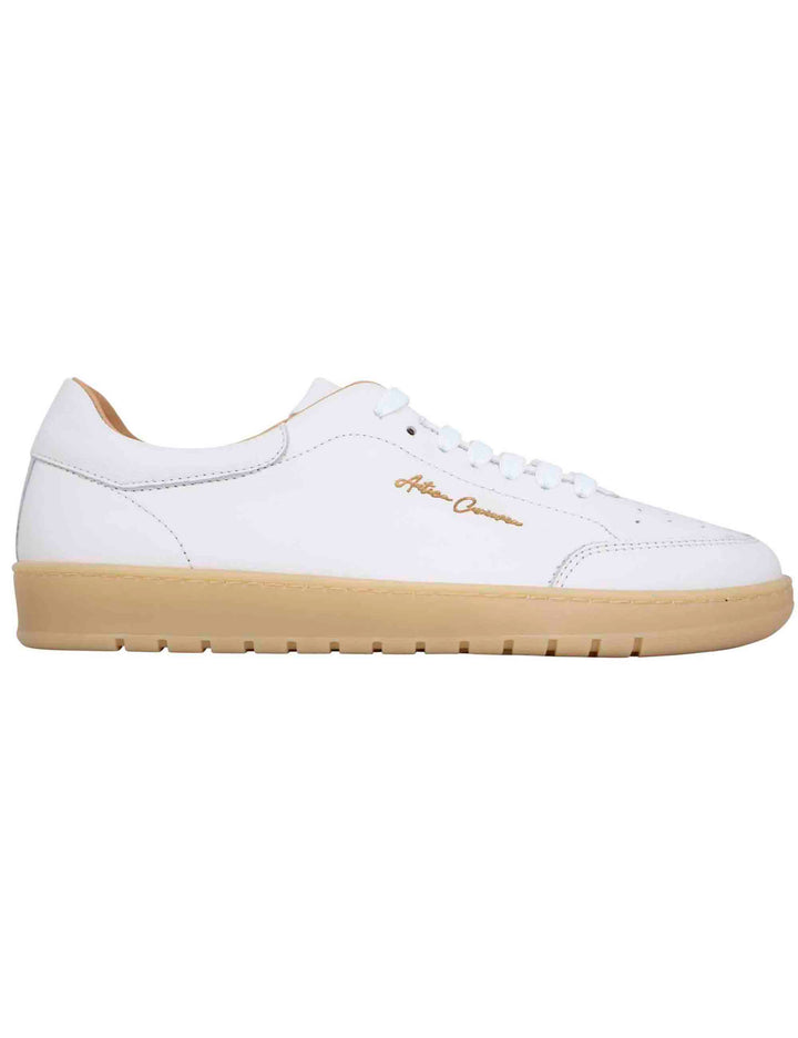 Spatarella Sneakers uomo in pelle bianca con suola in gomma ambra ACQUISTA ORA