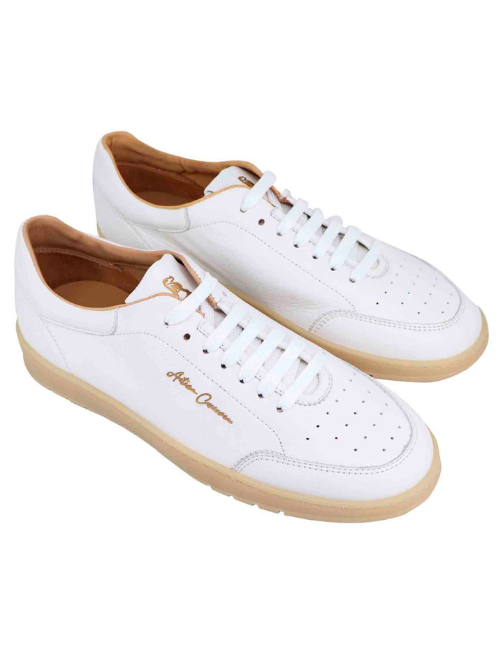 Spatarella Sneakers uomo in pelle bianca con suola in gomma ambra ACQUISTA ORA