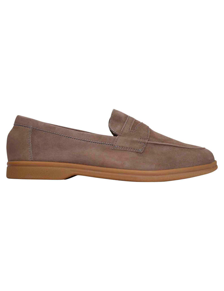 Spatarella Mocassini uomo in camoscio taupe con suola in gomma leggera Latest stili