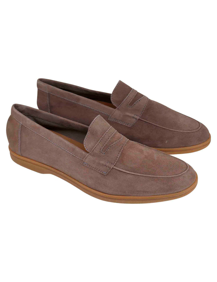 Spatarella Mocassini uomo in camoscio taupe con suola in gomma leggera Latest stili