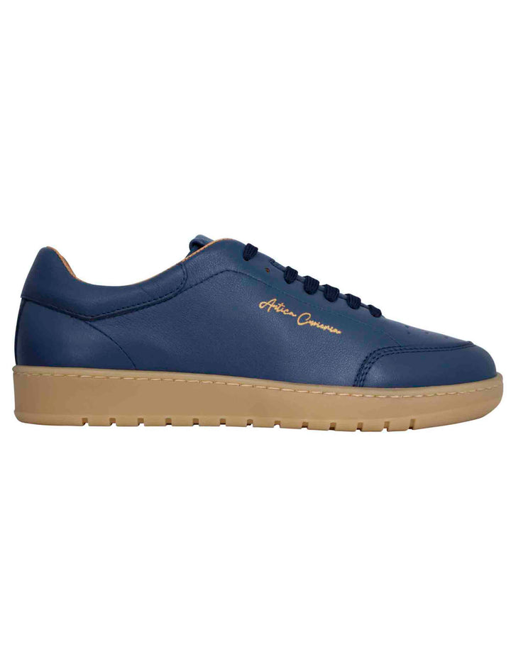 Spatarella Sneakers uomo in pelle celeste con suola in gomma ambra Ultimi due giorni