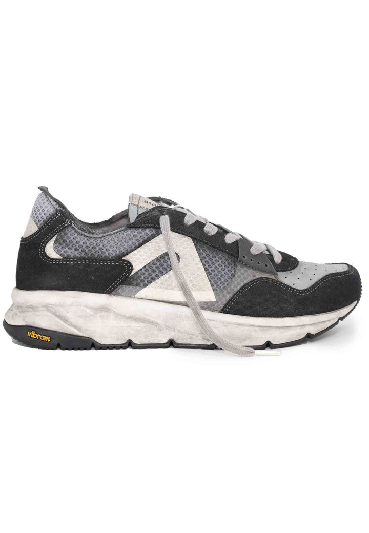 Spatarella Sneakers uomo in tessuto tecnico e pelle grigia con suola vibram Offerta speciale della fabbrica