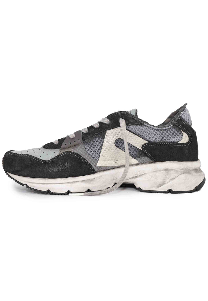 Spatarella Sneakers uomo in tessuto tecnico e pelle grigia con suola vibram Offerta speciale della fabbrica
