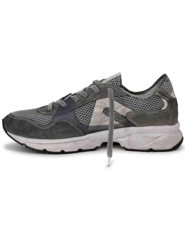 Spatarella Sneakers uomo in tessuto tecnico grigio con camoscio in tinta e suola vibram Sostegno trimestrale