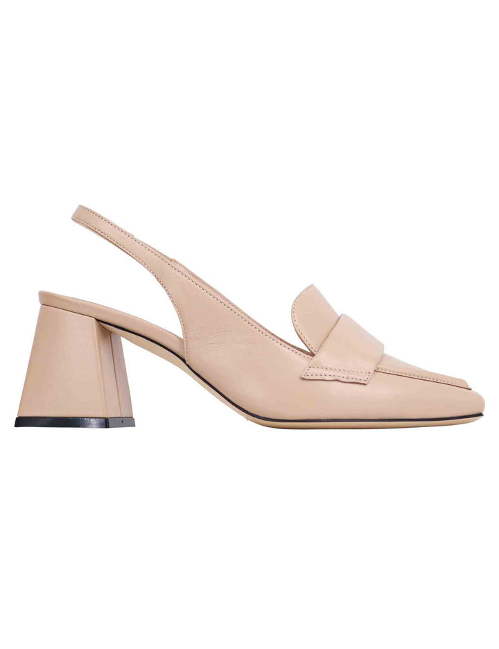 Spatarella Decollete slingback donna in pelle cipria con punta quadra Limitato a 3 giorni